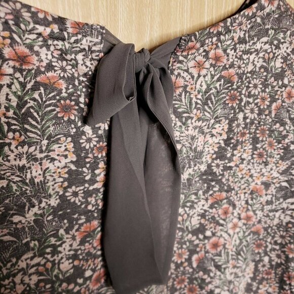 LC Lauren Conrad Womens Grey  Long Sleeve Floral Tunic With Tie Detail XXL - Picture 5 of 8